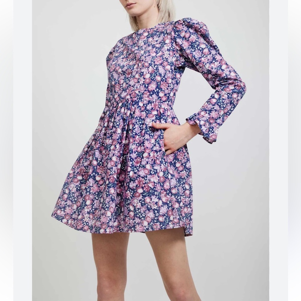 Batsheva x Laura Ashley Floral Square Neck Mini Prairie Dress Inglesham Size 8